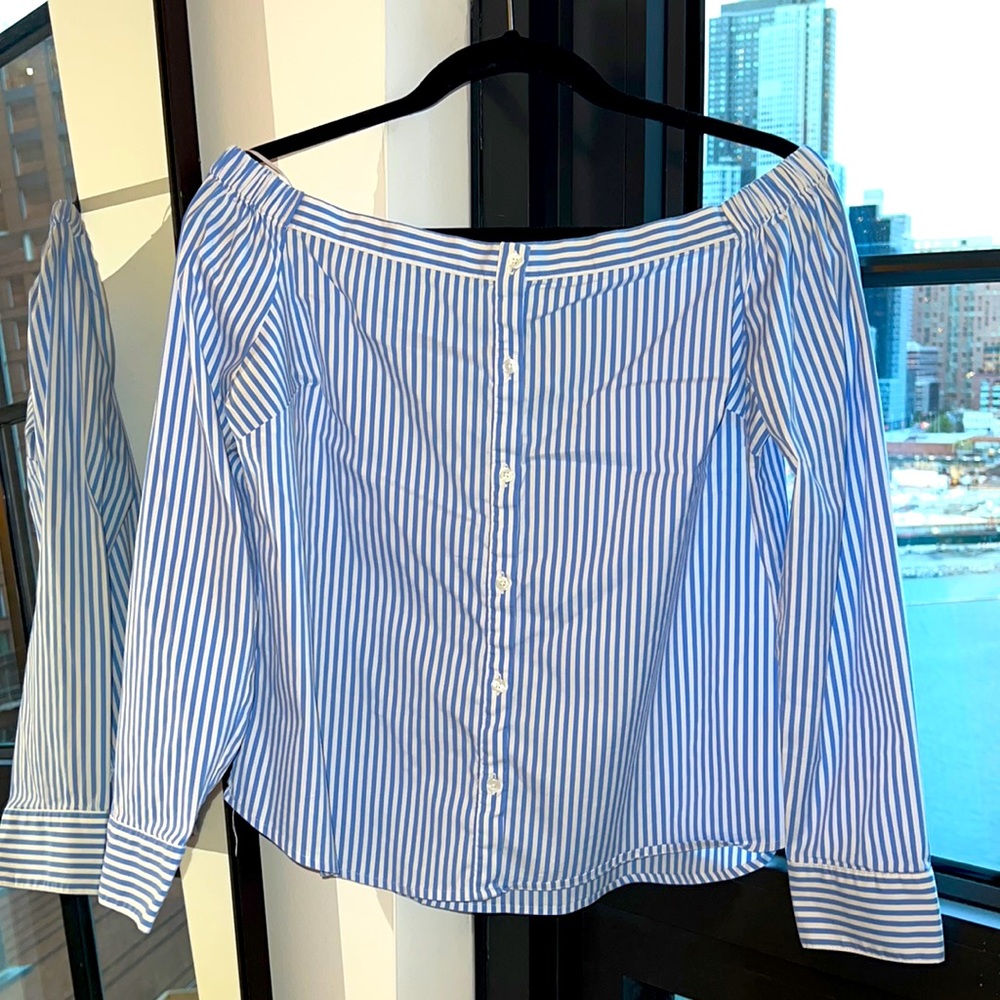 Express stripe off shoulder top